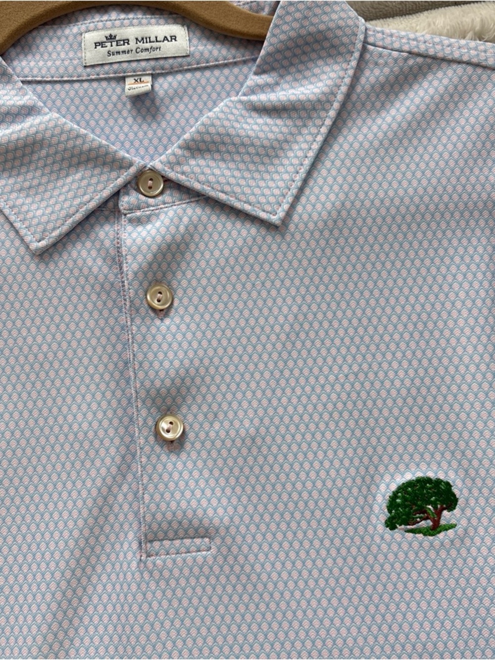Peter Millar Summer Comfort XL Polo Blue Shady Oaks Country Club Golf Logo UPF